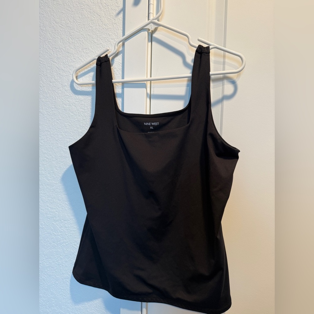 Nine West Classic Black Square Neck Top XL
